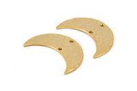 Gold Hammered Crescent Charm, 2 Gold Plated Brass Hammered Moons with 2 Holes (30x11x1.2mm) N0388 Q0074