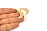 Gold Hammered Crescent Charm, 2 Gold Plated Brass Hammered Moons with 2 Holes (30x11x1.2mm) N0388 Q0074