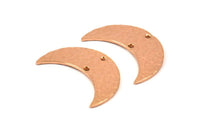 Rose Gold Hammered Crescent Charm, 2 Rose Gold Plated Brass Hammered Moons with 2 Holes (30x11x1.2mm) N0388 Q0074