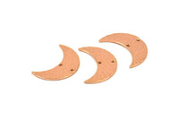 Rose Gold Hammered Crescent Charm, 2 Rose Gold Plated Brass Hammered Moons with 2 Holes (30x11x1.2mm) N0388 Q0074