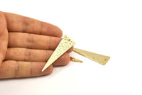 Hammered Triangle Charm, 2 Gold Plated Brass Hammered Long Triangle Charms, Pendant, Earring Findings (14x50x1.2mm) N0200 Q0068