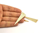 Hammered Triangle Charm, 2 Gold Plated Brass Hammered Long Triangle Charms, Pendant, Earring Findings (14x50x1.2mm) N0200 Q0068