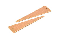 Hammered Triangle Charm, 2 Rose Gold Plated Brass Hammered Long Triangle Charms, Pendant, Earring Findings (14x50x1.2mm) N0200 Q0068