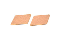 Hammered Diamond Charm, 2 Rose Gold Plated Brass Hammered Diamond Flat Charms Pendant, Findings (34x24mm) N0233 Q0063