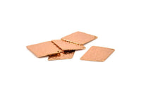 Hammered Diamond Charm, 2 Rose Gold Plated Brass Hammered Diamond Flat Charms Pendant, Findings (34x24mm) N0233 Q0063