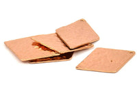 Hammered Diamond Charm, 2 Rose Gold Plated Brass Hammered Diamond Flat Charms Pendant, Findings (34x24mm) N0233 Q0063