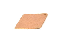 Hammered Diamond Charm, 2 Rose Gold Plated Brass Hammered Diamond Flat Charms Pendant, Findings (34x24mm) N0233 Q0063