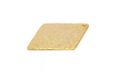 Hammered Diamond Charm, 2 Gold Plated Brass Hammered Diamond Flat Charms Pendant, Findings (34x24mm) N0233 Q0063