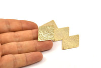 Hammered Diamond Charm, 2 Gold Plated Brass Hammered Diamond Flat Charms Pendant, Findings (34x24mm) N0233 Q0063