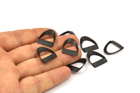 Black Half Circle - 48 Oxidized Brass Semi Circle Thick Cut Connectors (19.5x15x4.5x2x0.4mm) D0087 S532