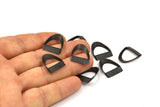 Black Half Circle - 48 Oxidized Brass Semi Circle Thick Cut Connectors (19.5x15x4.5x2x0.4mm) D0087 S532