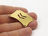 Brass Stamping Blank, 5 Raw Brass Pillow Stamping Blank With Chevron With 4 Holes (37x26x0.80mm) D002--C078
