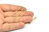 40mm Eye Pin, 25 Raw Brass Eye Pins, Findings (40x1mm) BS 2279