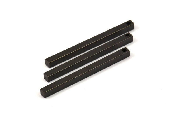 Black Necklace Bar, 12 Oxidized Brass Bars, Necklace, Earring Findings (3x3x40mm) D0243 S580