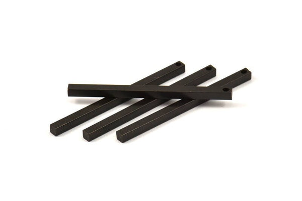 Black Necklace Bar, 24 Oxidized Brass Bars, Necklace, Earring Findings (3x3x50mm) D0244 S581