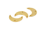 Hammered Moon Crescent Charm, 2 Gold Plated Brass Hammered Moons with 3 Holes Pendant (25x9x1.2mm) N0386 Q0060