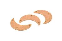Hammered Moon Crescent Charm, 2 Rose Gold Plated Brass Hammered Moons with 3 Holes Pendant (25x9x1.2mm) N0386 Q0060