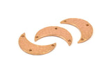 Hammered Moon Crescent Charm, 2 Rose Gold Plated Brass Hammered Moons with 3 Holes Pendant (25x9x1.2mm) N0386 Q0060