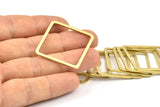 Square Brass Charm, 12 Raw Brass Square Connectors,Square Findings (30x2x1mm) BS 2307