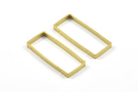 Brass Rectangle Connector, 12 Raw Brass Open Rectangle Connectors with 2 Holes (37x15x3x0.8mm) BS 2305
