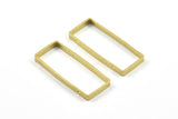 Brass Rectangle Connector, 12 Raw Brass Open Rectangle Connectors with 2 Holes (37x15x3x0.8mm) BS 2305