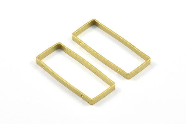 Brass Rectangle Connector, 12 Raw Brass Open Rectangle Connectors with 2 Holes (37x15x3x0.8mm) BS 2305
