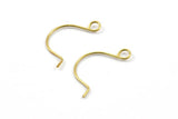 Brass Earring Wires, 50 Raw Brass Earring Wires With 1 Loop (11x22x0.6mm) BS 2303