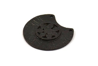Black Semi Circle Pendant, 2 Oxidized Brass Semi Circle  Pendant with 2 Holes (28x25mm) N0391 S388