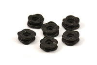 Wavy Spacer Bead, 8 Oxidized Brass Double Wave Rondelle Beads, Findings (13x5mm) S585