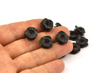 Wavy Spacer Bead, 8 Oxidized Brass Double Wave Rondelle Beads, Findings (13x5mm) S585