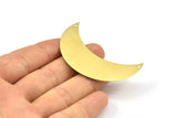 Crescent Wall Art, 8 Raw Brass Crescent Moon Wall Hanging Decor with 2 Holes (55x20x0.60mm) H0172