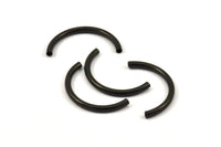 Black Noodle Tubes, 6 Black Oxidized Brass Semi Circle Curved Tube Beads (3x35mm) D0263 S389