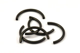 Black Noodle Tubes, 6 Black Oxidized Brass Semi Circle Curved Tube Beads (3x35mm) D0263 S389
