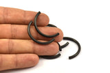 Black Noodle Tubes, 6 Black Oxidized Brass Semi Circle Curved Tube Beads (3x35mm) D0263 S389