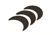 Hammered Black Moon, 2 Oxidized Brass Hammered Moons with 2 Holes (35x11x1.5mm) N0211 S430