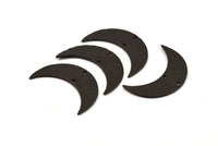 Hammered Black Moon, 2 Oxidized Brass Hammered Moons with 2 Holes (35x11x1.5mm) N0211 S430