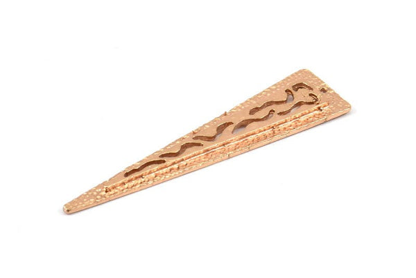Rose Gold Textured Triangles, 1 Rose Gold Plated Triangle Charms With 1 Hole, Earring Finding (58x14x2mm) N0231 Q0256