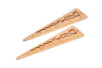 Rose Gold Textured Triangles, 1 Rose Gold Plated Triangle Charms With 1 Hole, Earring Finding (58x14x2mm) N0231 Q0256