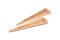 Rose Gold Textured Triangles, 1 Rose Gold Plated Triangle Charms With 1 Hole, Earring Finding (58x14x2mm) N0231 Q0256