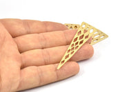 Diamond Textured Triangle, 2 Gold Plated Triangles with Diamond Textured Charms With 1 Hole, Earring Finding (59x14x1mm) N0131 Q0254
