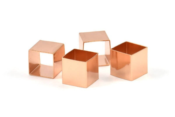 Geometric Spacer Tube - 6 Huge Rose Gold Plated Square Tubes (10x10mm) Bs 1505 Q0261
