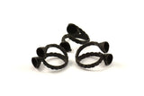 Siyah Spiral Yüzük Ayarı - 2 Oksitlenmiş Pirinç Ayarlanabilir Boho Spiral Yüzük Ayarı - Cam-taş Üzerine Yapıştırma N0381 S530