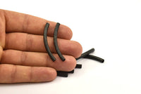 Black Textured Curved Tubes, 10 Black Oxidized Brass Textured Curved Tubes (4x45) Bs 1634 S435