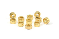 Gold Industrial Spacer Beads - 10 Gold Plated Industrial Findings, Spacer Beads (6x3mm) A0435 Q0260