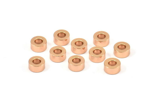 Rose Gold Industrial Spacer Beads - 10 Rose Gold Plated Industrial Findings, Spacer Beads (6x3mm) A0435 Q0260