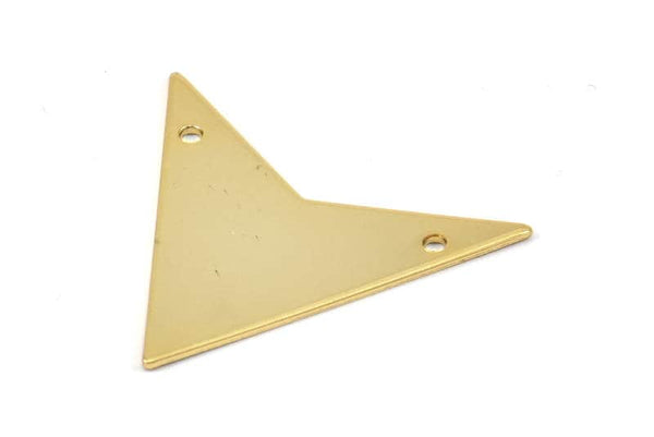 Gold Triangle Pendant, 2 Gold Plated Triangle Pendant With 2 Holes (33x33x33mm) Brass 045 A0114 Q0266