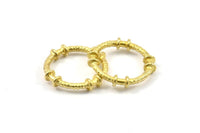 Textured Circle Connectors, 5 Raw Brass Textured Circle Connectors (20x4x2mm) U096