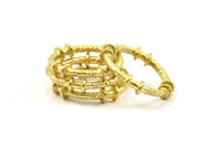Textured Circle Connectors, 5 Raw Brass Textured Circle Connectors (20x4x2mm) U096