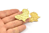Africa Necklace Pendant, 2 Raw Brass African Continent Pendants, Findings with 2 Loops (39x28mm) U084
