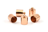 Rose Gold Barrel End, 6 Rose Gold Plated Barrel End With Loop (10x14mm) Leather Cord Ends Bs-1658